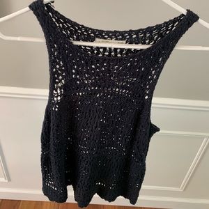 Navy crochet tank